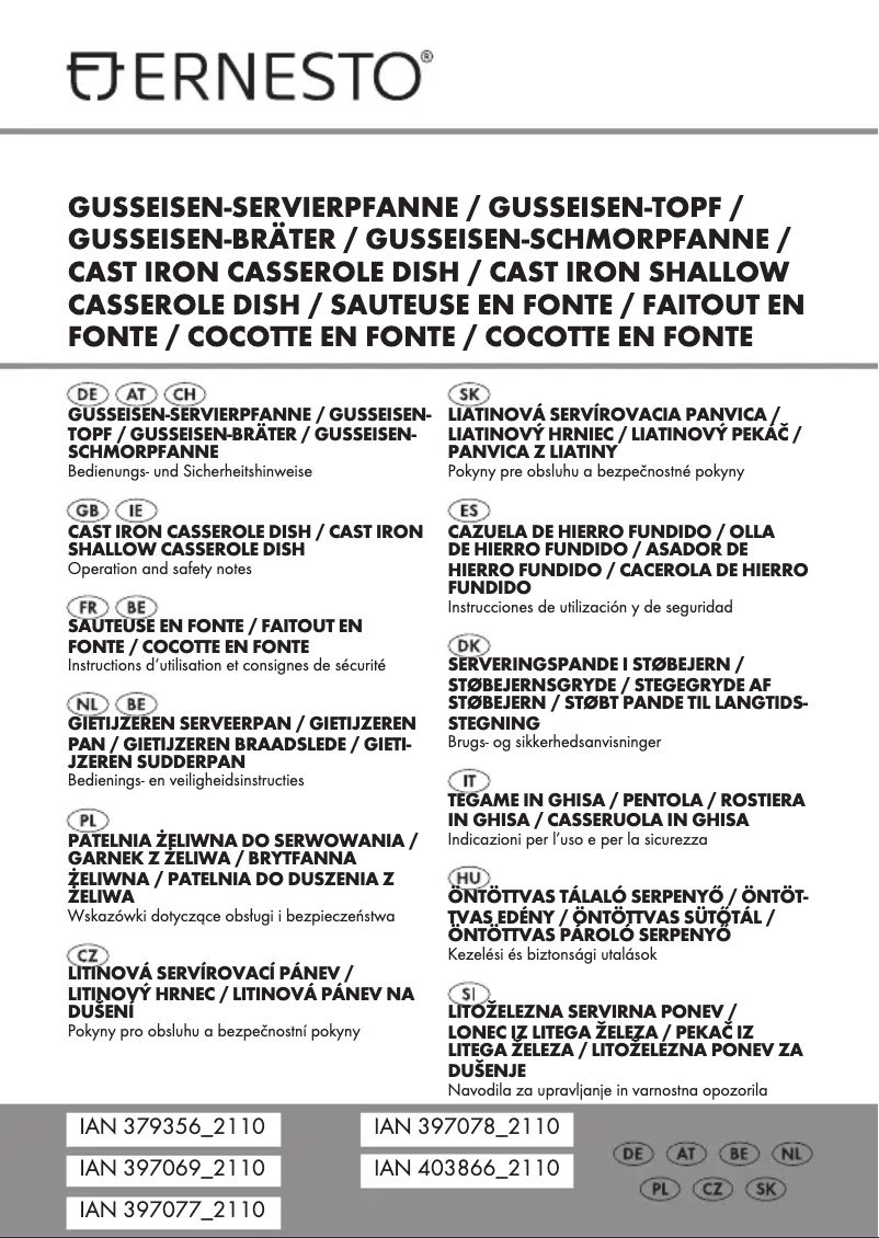 Page 1 de la notice Manuel utilisateur Ernesto HG09171A