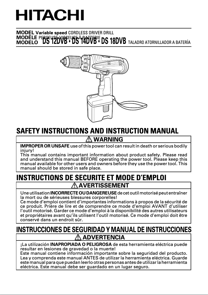 Page 1 de la notice Manuel utilisateur Hitachi DS 12DVB