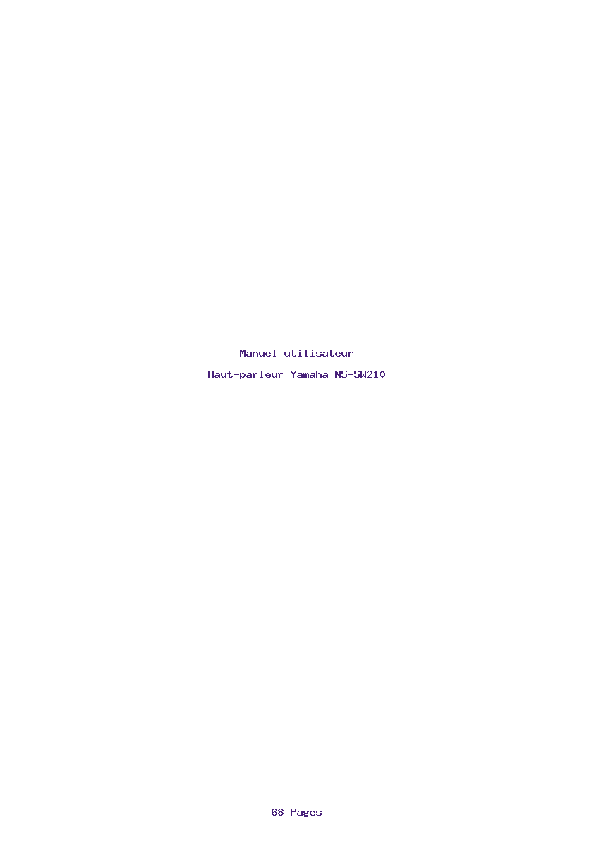 Page 1 de la notice Manuel utilisateur Yamaha NS-SW210