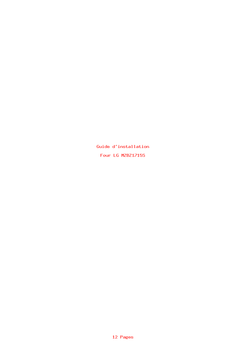 Page 1 de la notice Guide d'installation LG MZBZ1715S