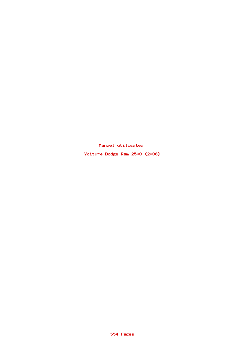 Page 1 de la notice Manuel utilisateur Dodge Ram 2500 (2008)