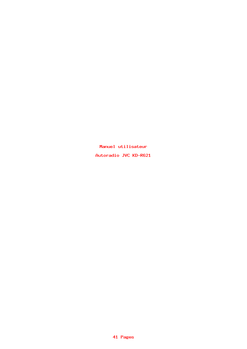 Page 1 de la notice Manuel utilisateur JVC KD-R621