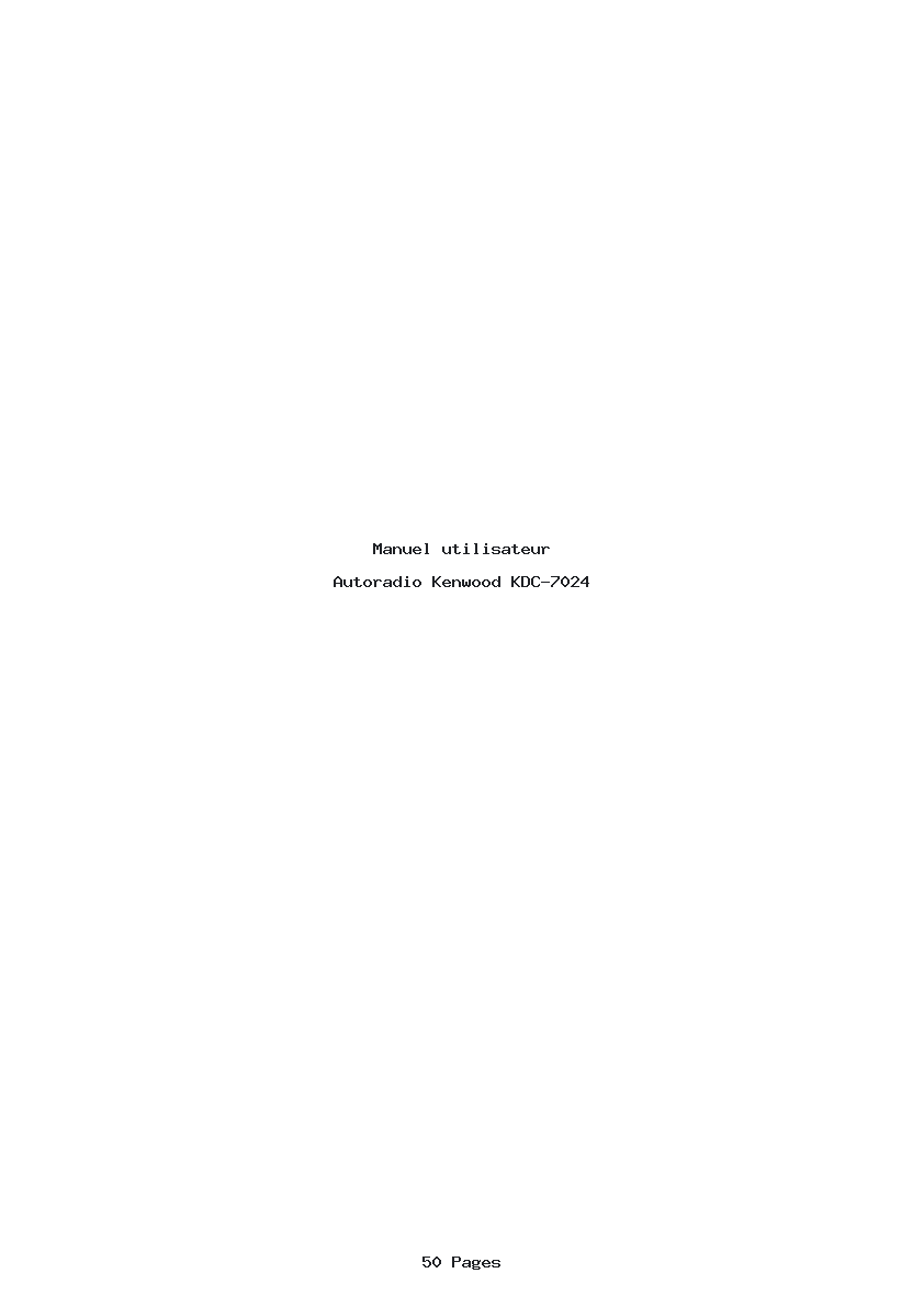 Page 1 de la notice Manuel utilisateur Kenwood KDC-7024