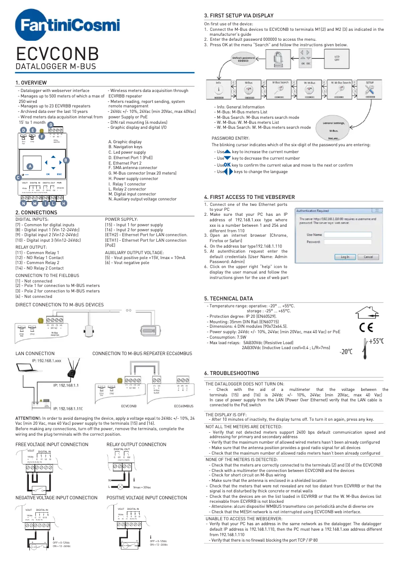 Page 1 of the manual User Manual Fantini Cosmi ECVCONB