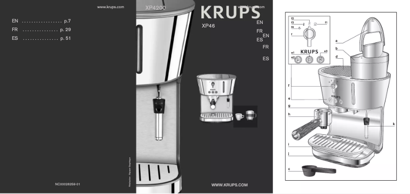 Page 1 de la notice Manuel utilisateur Krups XP4600