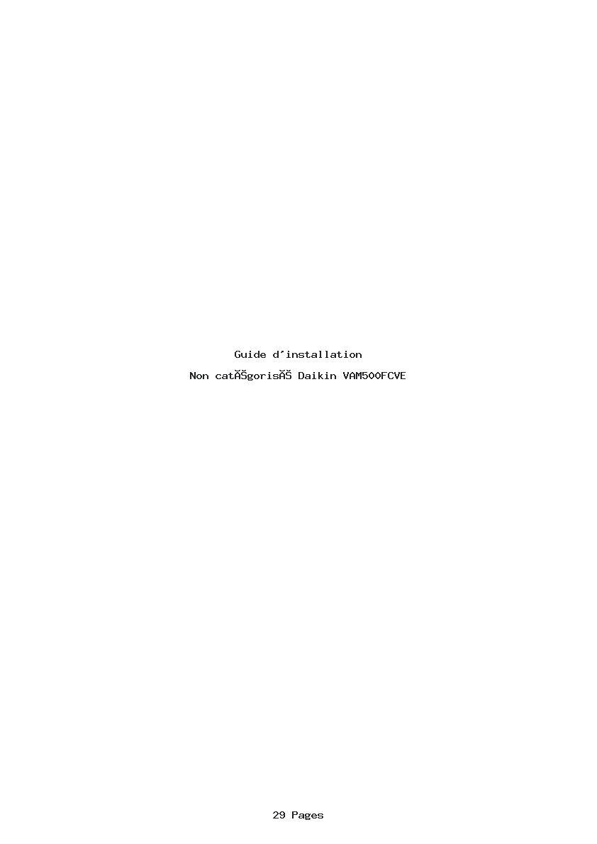 Page 1 de la notice Guide d'installation Daikin VAM500FCVE