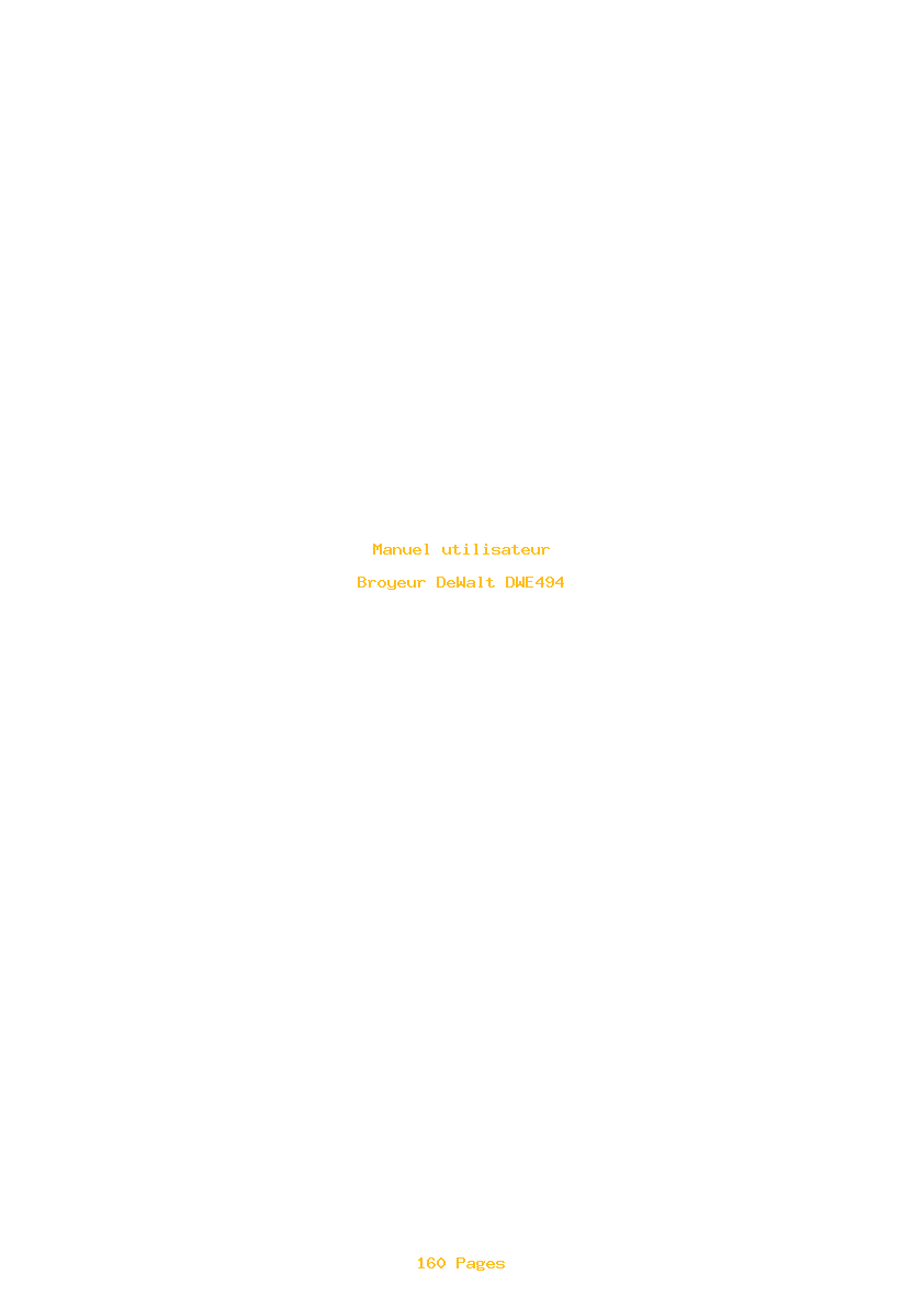 Page 1 de la notice Manuel utilisateur DeWalt DWE494