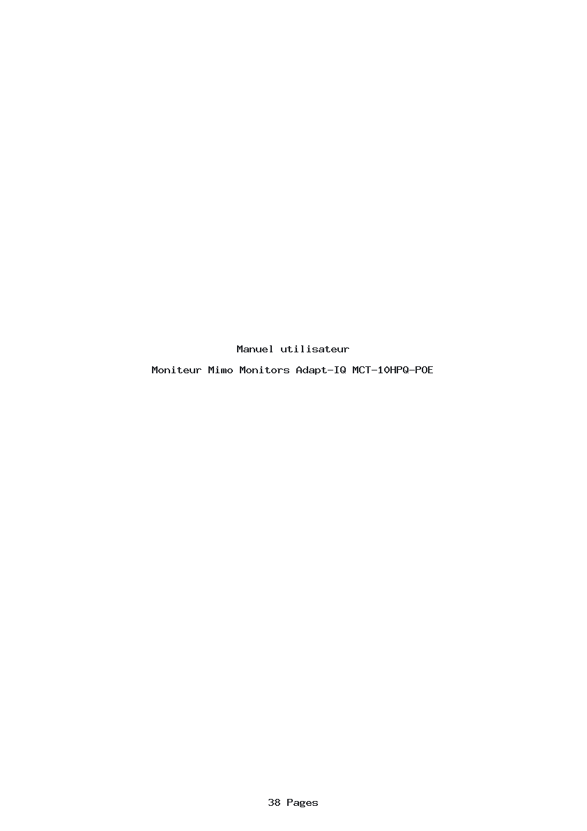 Page 1 de la notice Manuel utilisateur Mimo Monitors Adapt-IQ MCT-10HPQ-POE