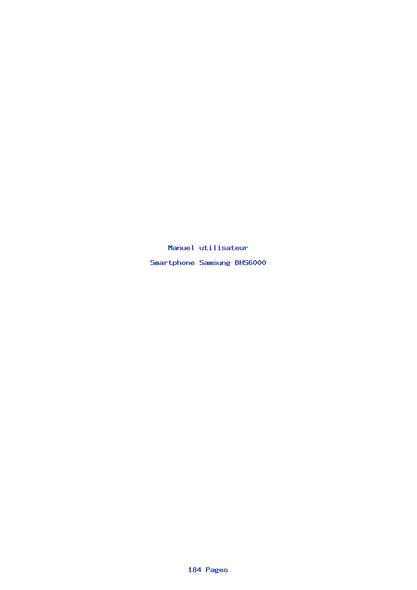 Page 1 de la notice Manuel utilisateur Samsung BHS6000