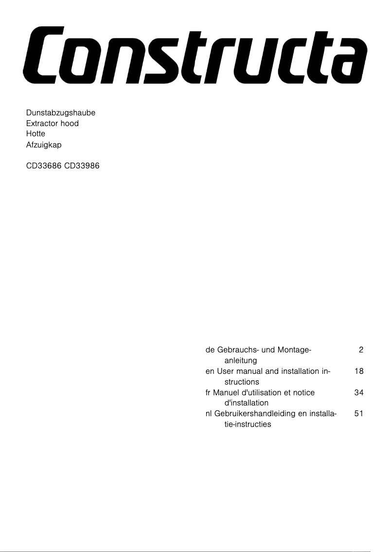 Page 1 de la notice Manuel utilisateur Constructa CD33686