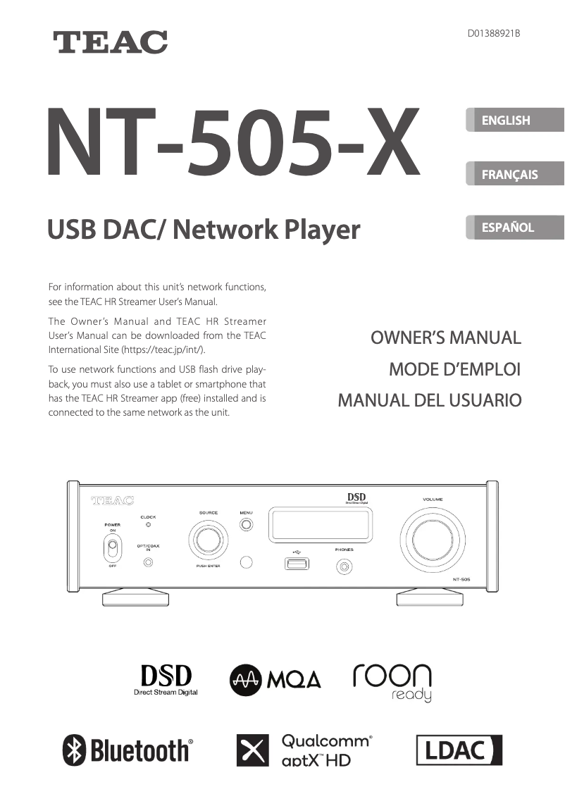Página 1 del manual Manual de usuario Teac NT-505-X