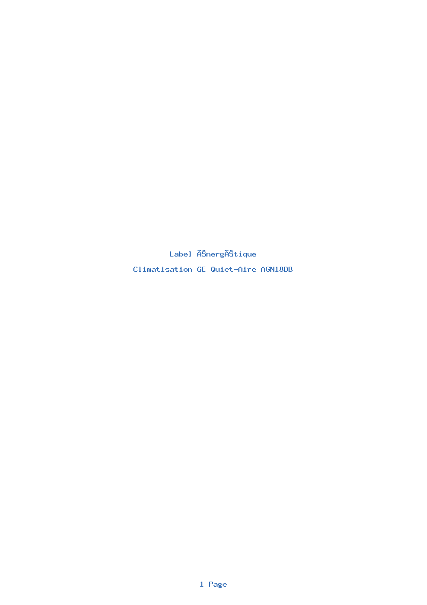 Image de la première page du manuel de l'appareil Quiet-Aire AGN18DB