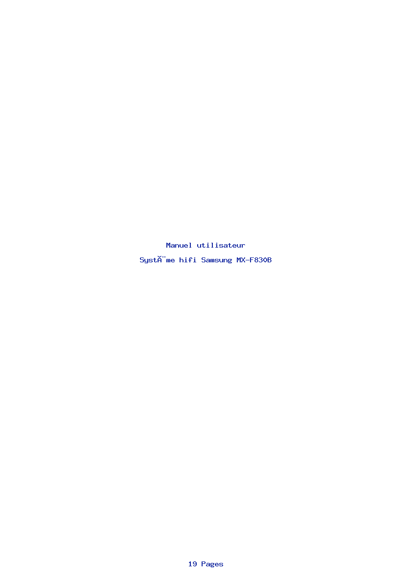 Page 1 de la notice Manuel utilisateur Samsung MX-F830B