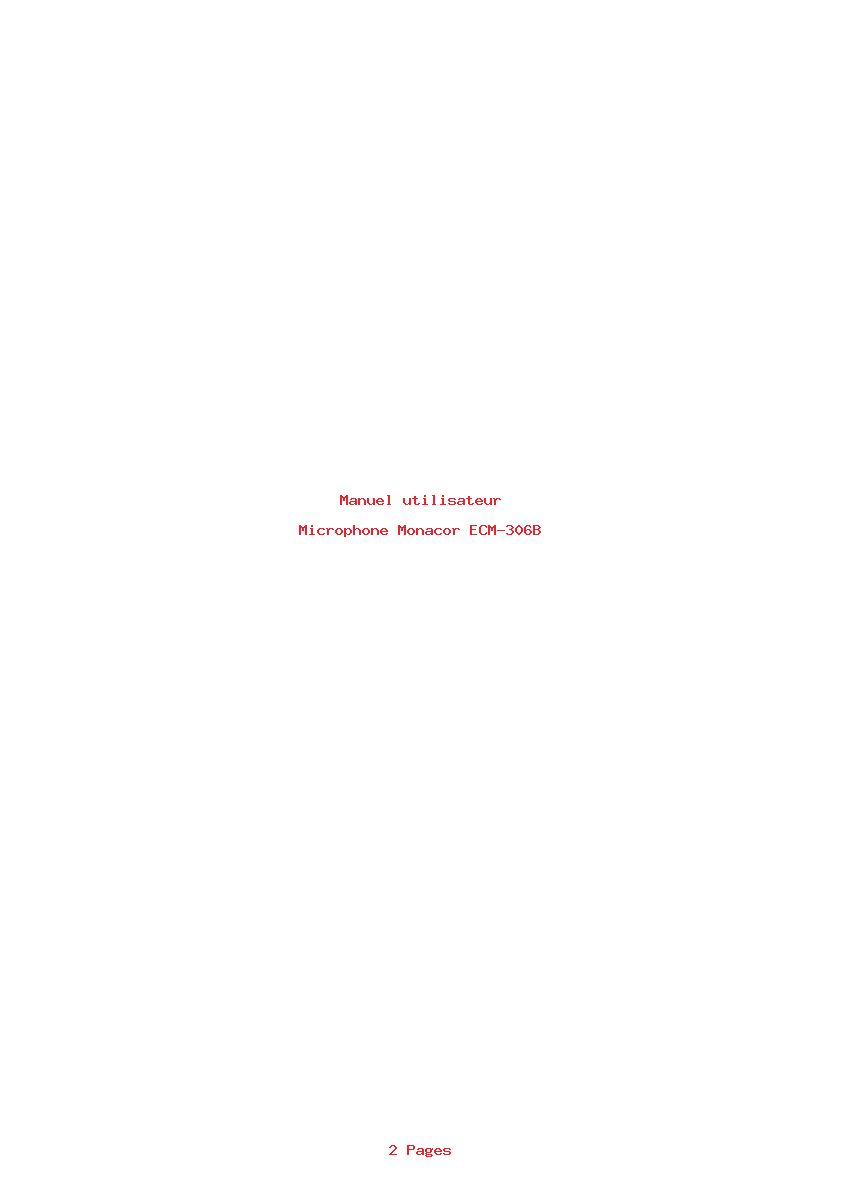 Page 1 de la notice Manuel utilisateur Monacor ECM-306B