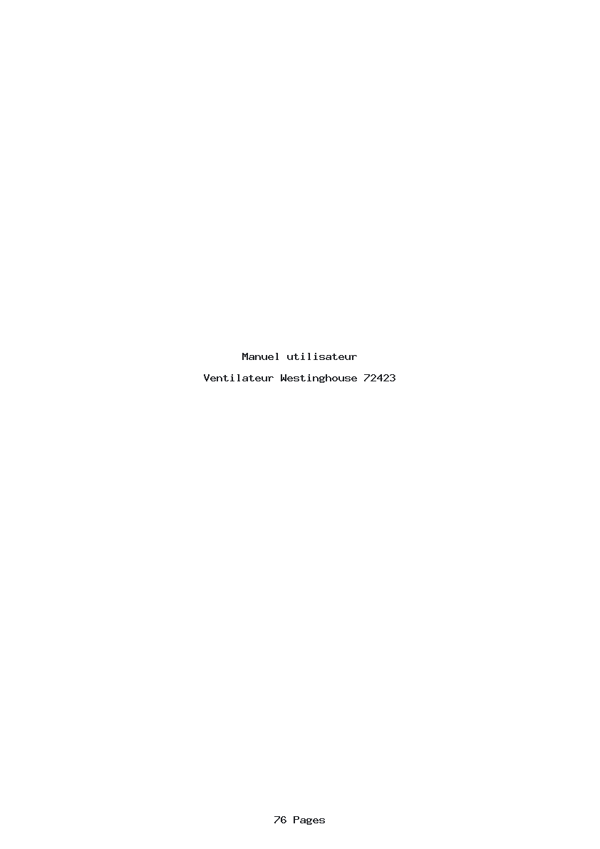 Page 1 de la notice Manuel utilisateur Westinghouse 72423