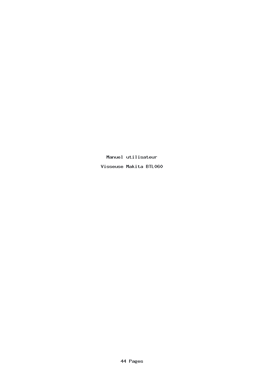 Page 1 de la notice Manuel utilisateur Makita BTL060