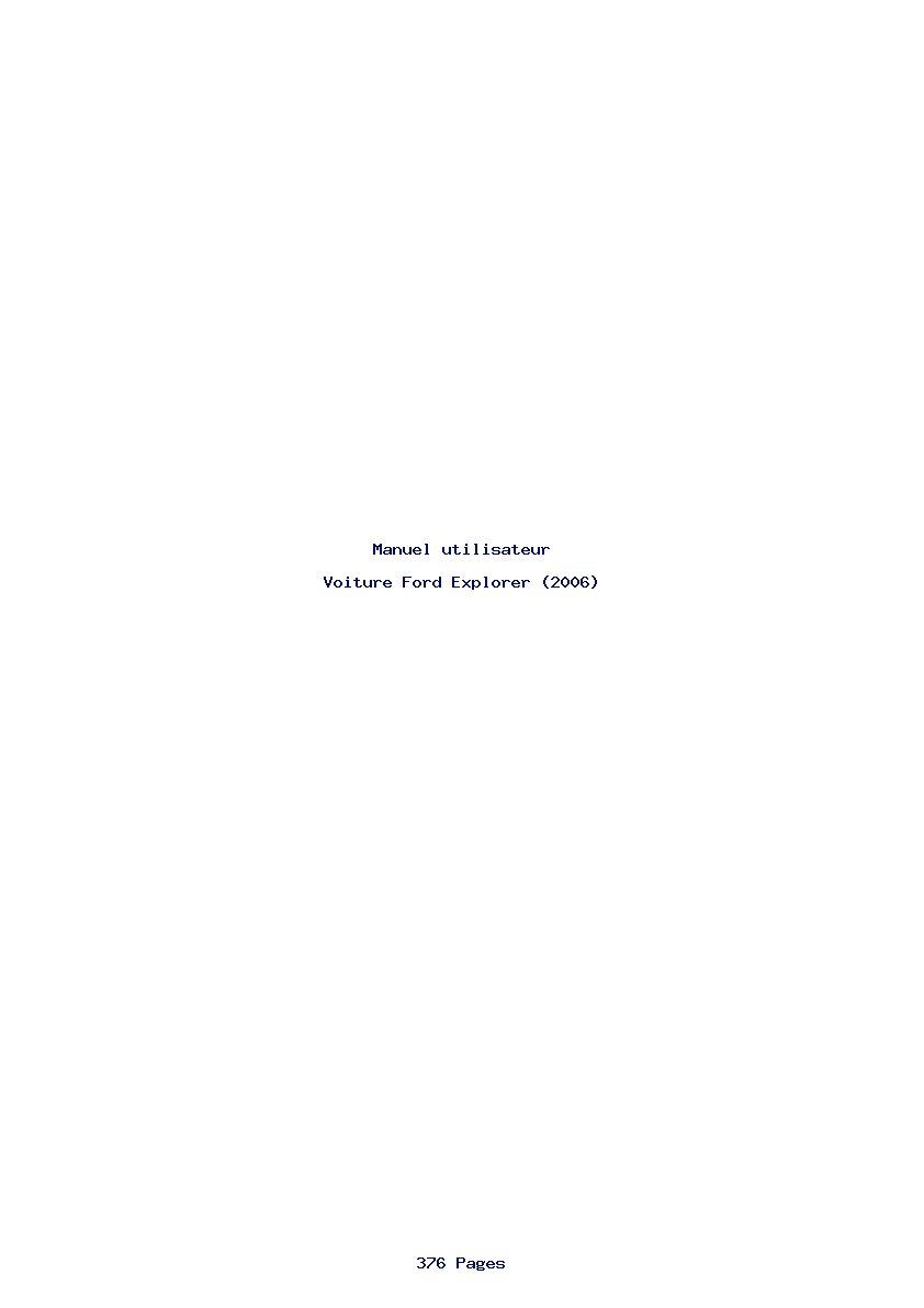 Page 1 de la notice Manuel utilisateur Ford Explorer (2006)