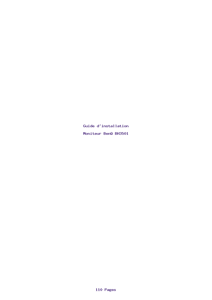 Page 1 de la notice Guide d'installation BenQ BH3501