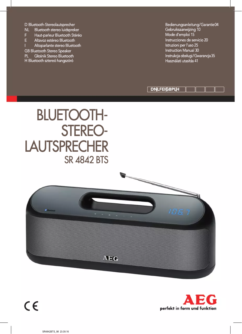 Page 1 de la notice Manuel utilisateur AEG SR 4842 BTS