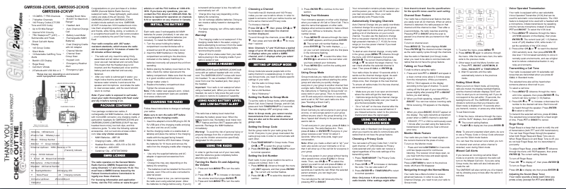 Page 1 de la notice Manuel utilisateur Uniden GMR5088-2CKHS