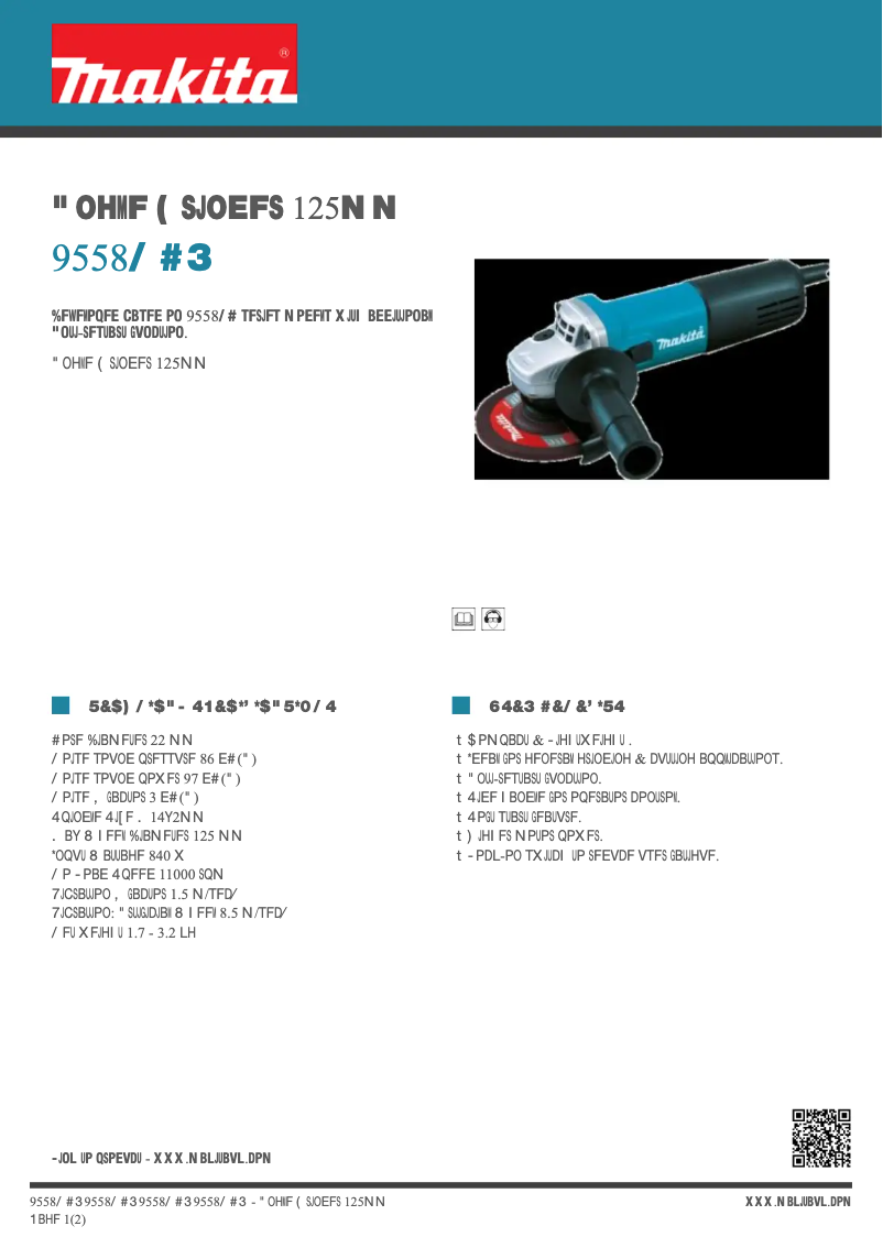 Page 1 de la notice Fiche technique Makita 9558NB