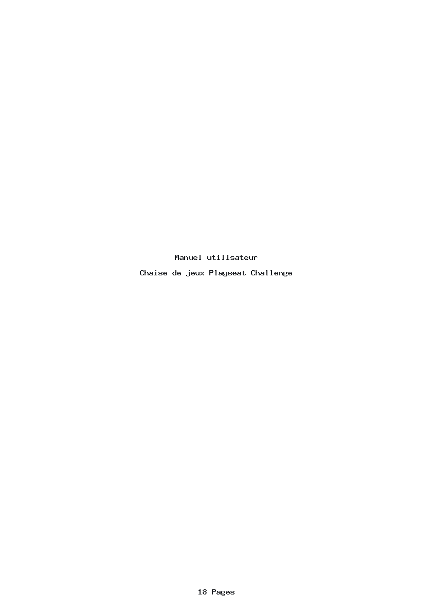 Page 1 de la notice Manuel utilisateur Playseat Challenge