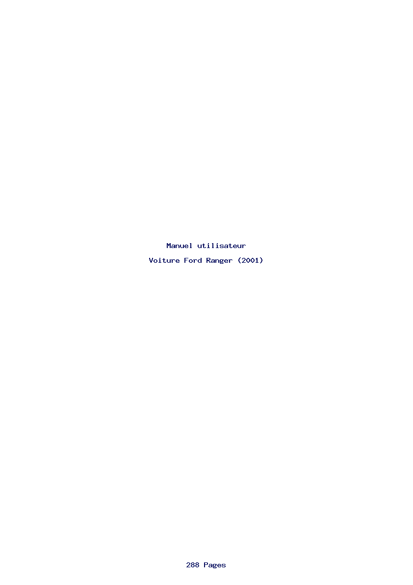 Page 1 de la notice Manuel utilisateur Ford Ranger (2001)