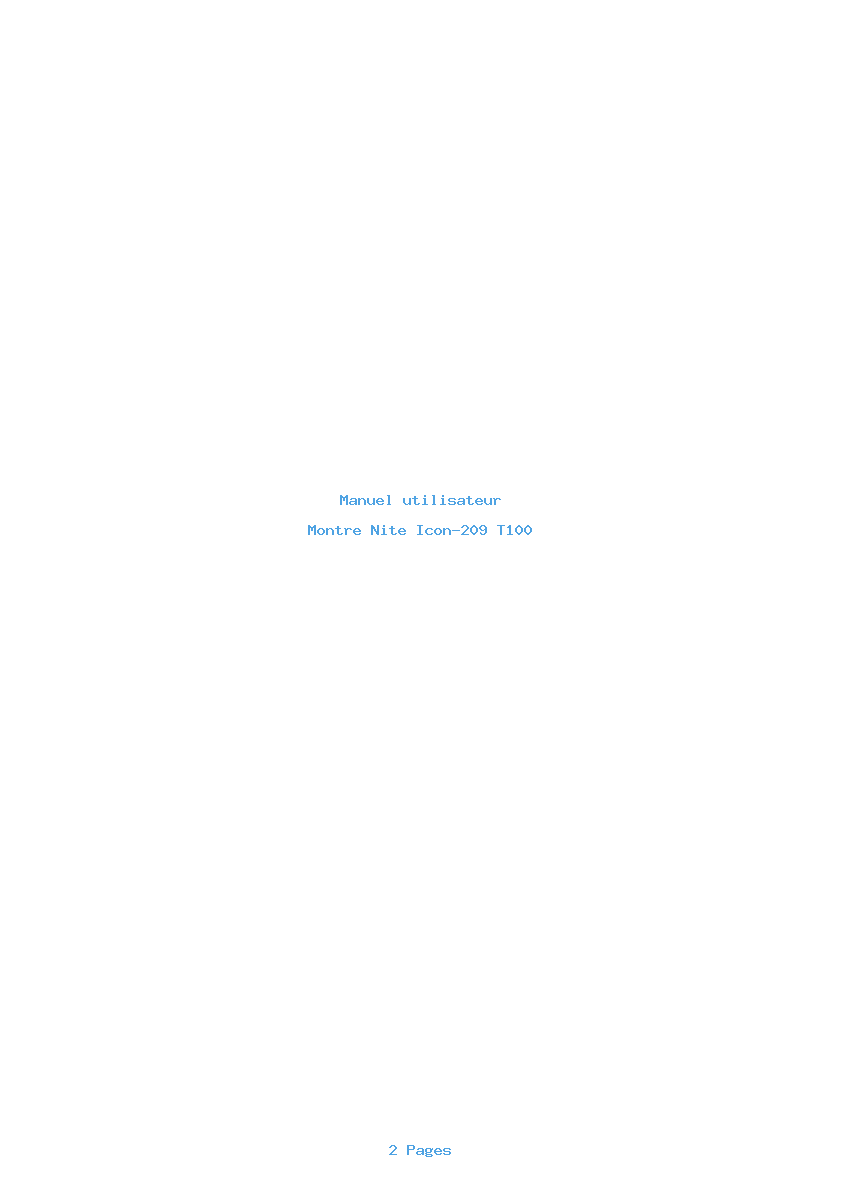 Page 1 de la notice Manuel utilisateur Nite Icon-209 T100