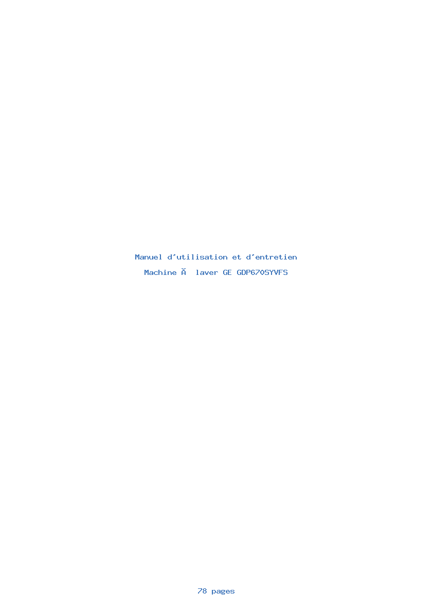 Page 1 de la notice Manuel d'utilisation et d'entretien GE GDP670SYVFS