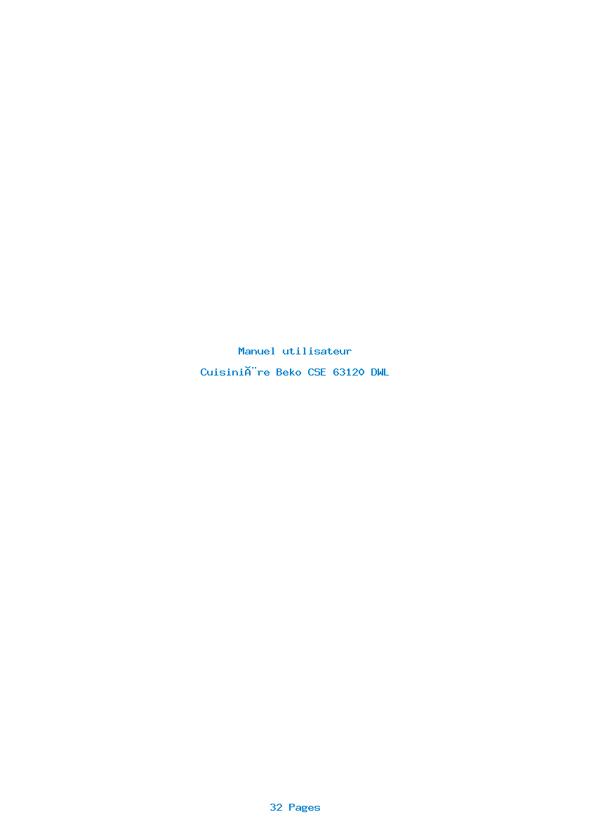 Page 1 de la notice Manuel utilisateur Beko CSE 63120 DWL