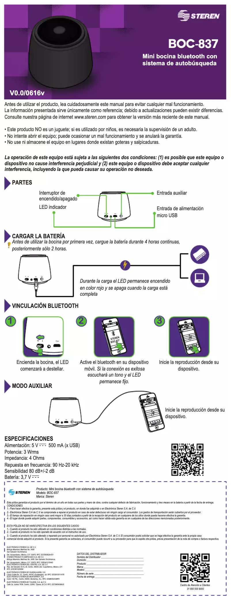 Page 1 de la notice Manuel utilisateur Steren BOC-837