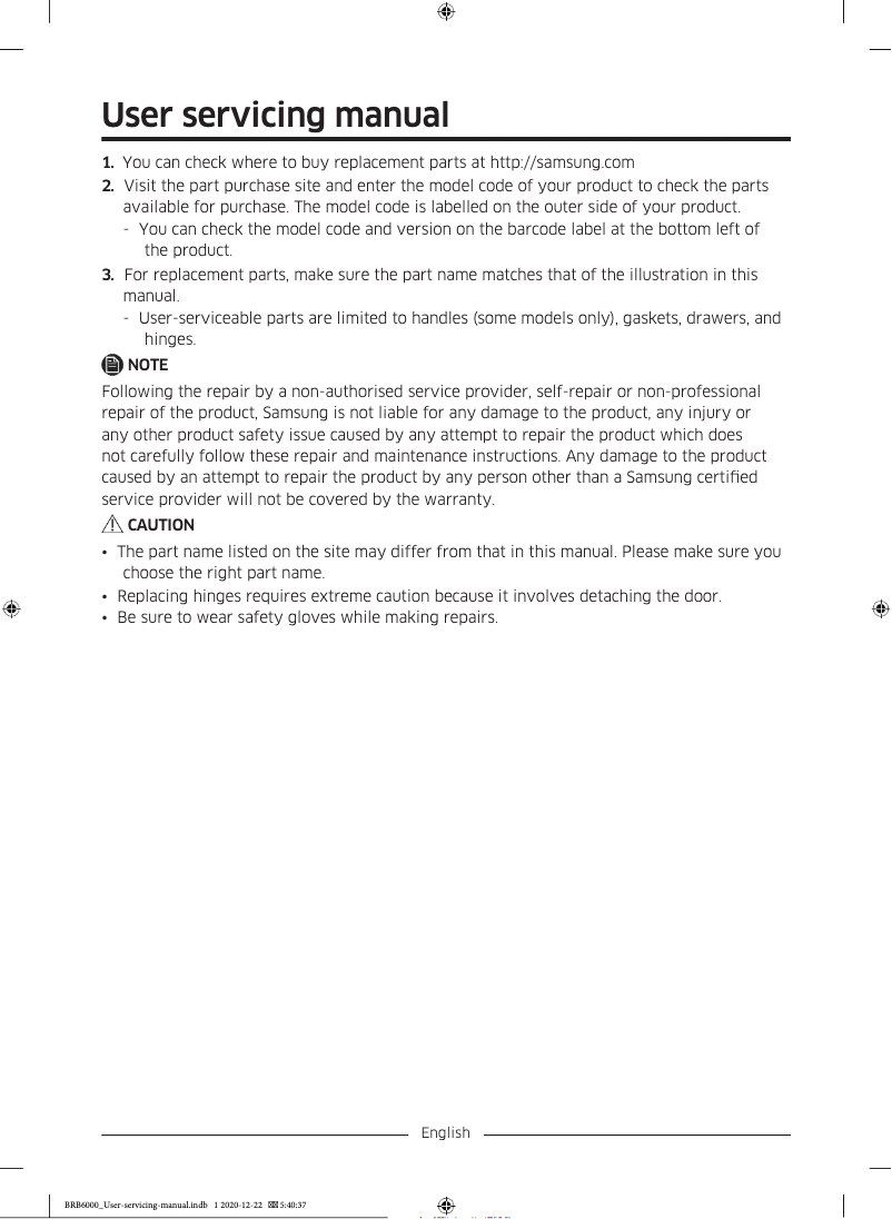 Página 1 del manual Manual de usuario Samsung BRB2G0131WW
