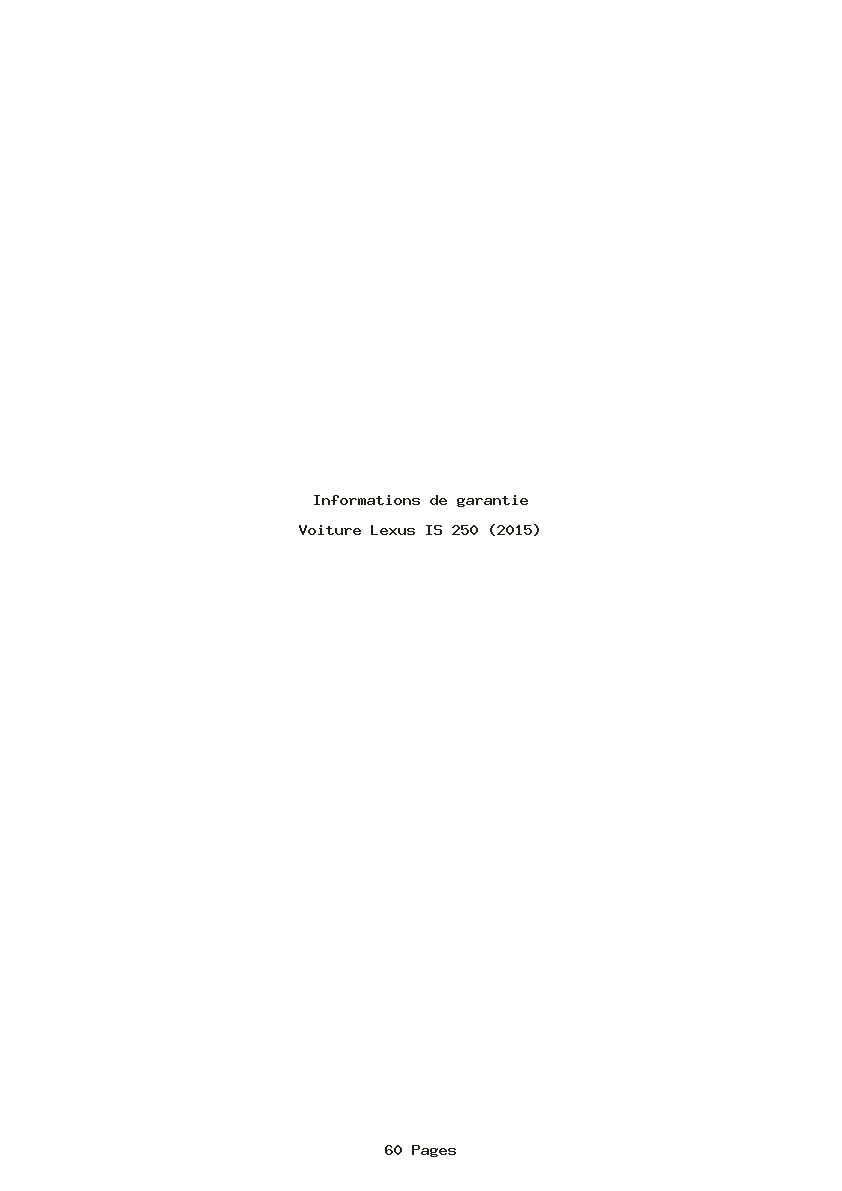 Page 1 de la notice Informations de garantie Lexus IS 250 (2015)