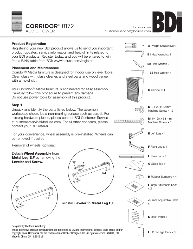 Page 1 de la notice Manuel utilisateur BDI Corridor 8172