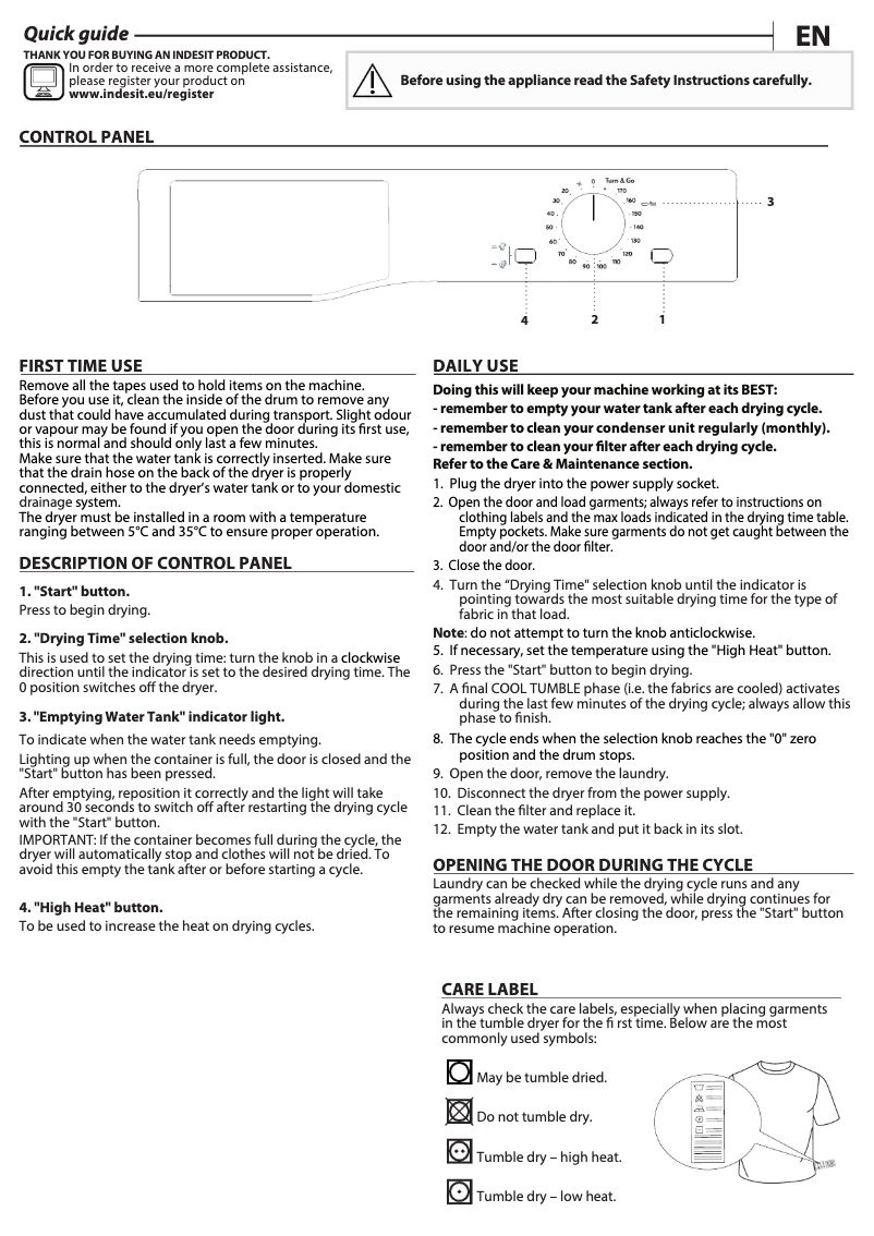 Page n°1 - Mode d'emploi Indesit I2 D81W UK