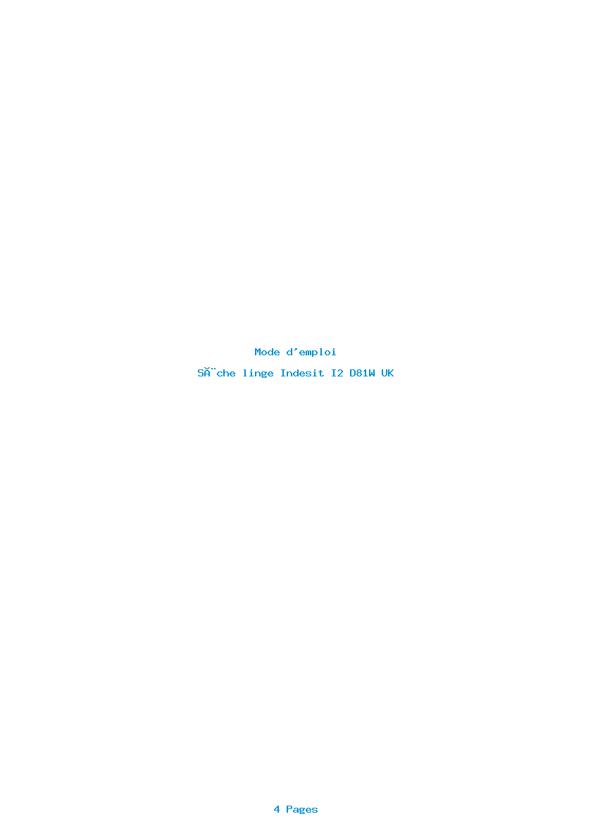 Page 1 de la notice Mode d'emploi Indesit I2 D81W UK
