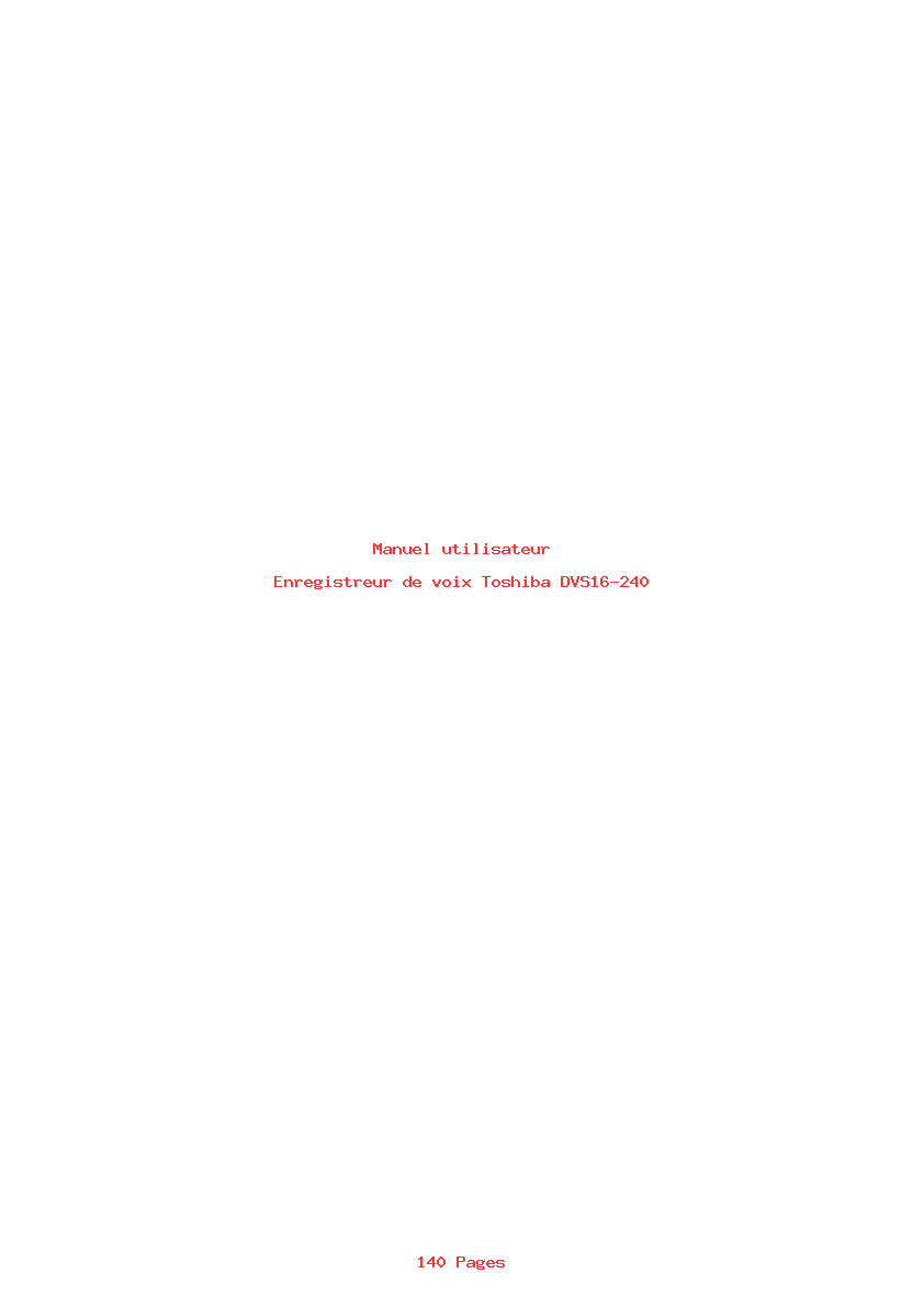 Page 1 de la notice Manuel utilisateur Toshiba DVS16-240