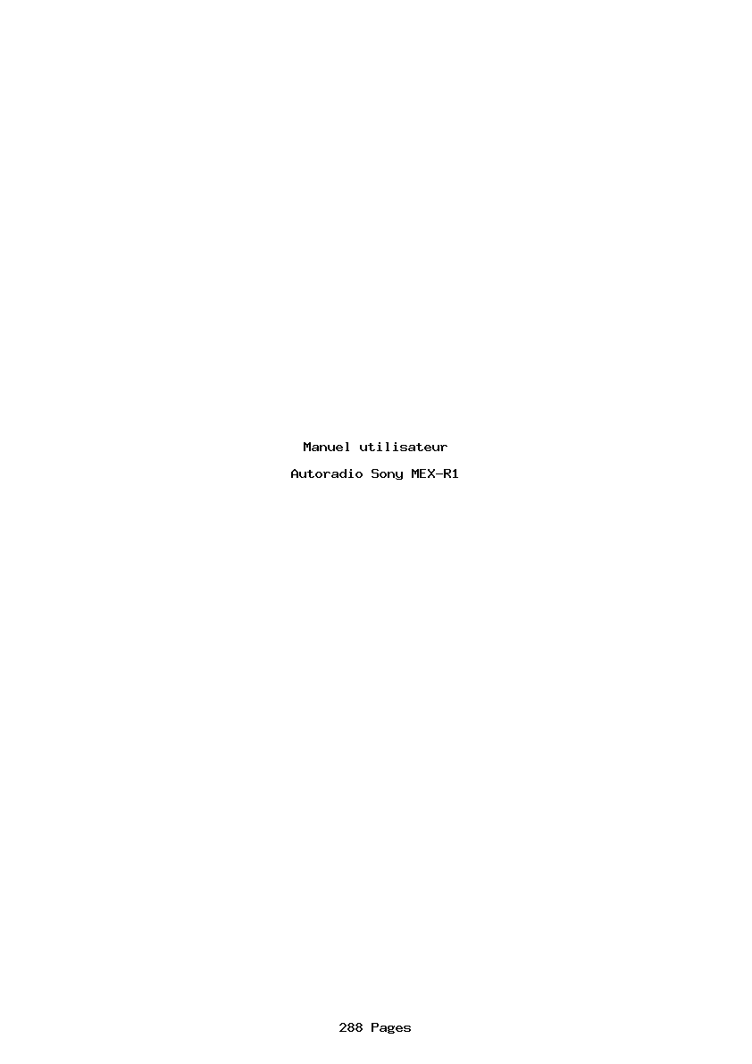 Page 1 de la notice Manuel utilisateur Sony MEX-R1