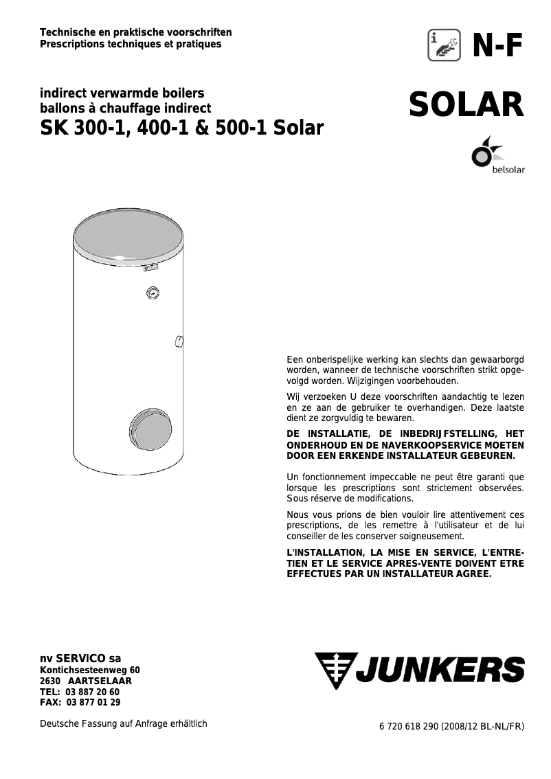 Page 1 de la notice Manuel utilisateur Junkers SK 400-1