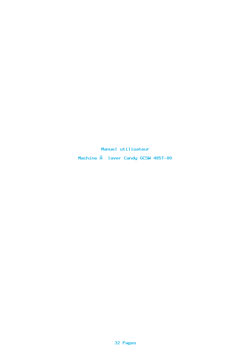 Page 1 de la notice Manuel utilisateur Candy GCSW 485T-80