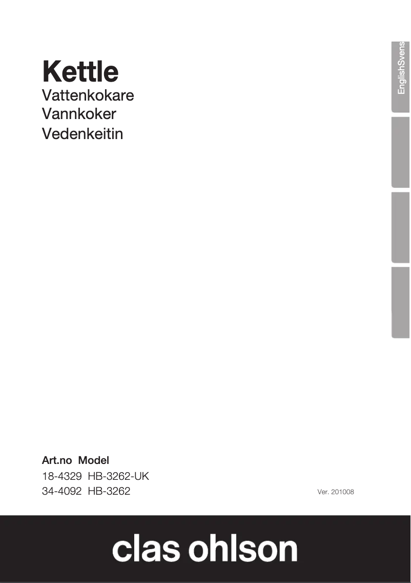 Page 1 de la notice Manuel utilisateur Clas Ohlson HB-3262