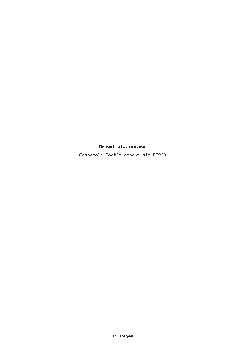 Page 1 de la notice Manuel utilisateur Cook's essentials PC028