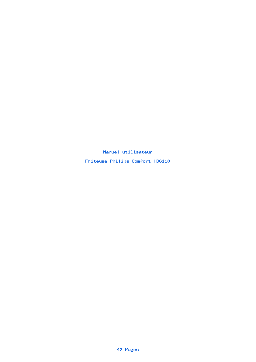 Page 1 de la notice Manuel utilisateur Philips Comfort HD6110