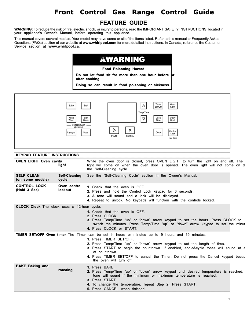 Page 1 de la notice Fiche technique Whirlpool WEG515S0FB