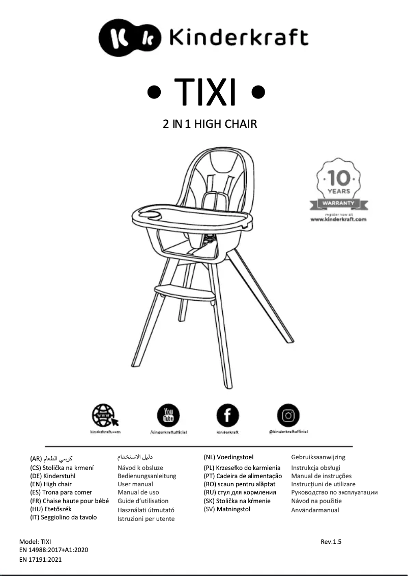 Page 1 de la notice Manuel utilisateur Kindercraft TIXI