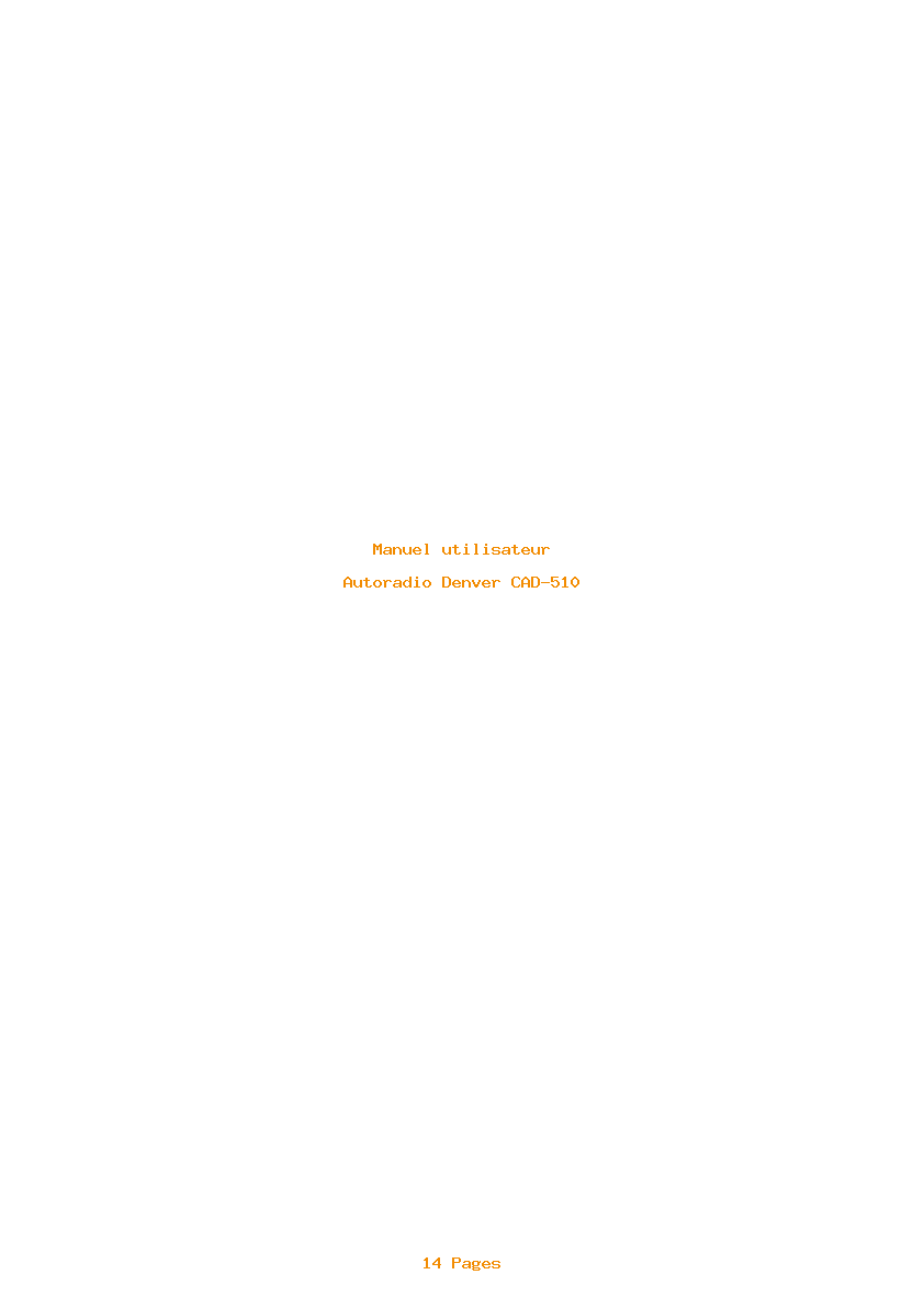 Page 1 de la notice Manuel utilisateur Denver CAD-510