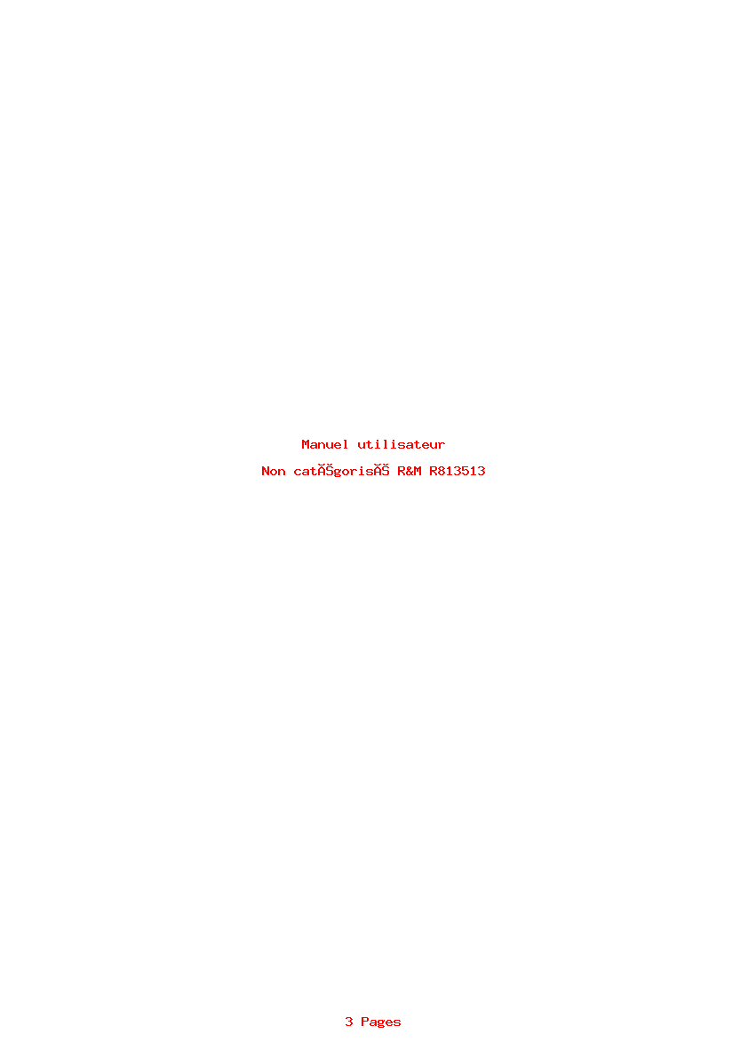 Page 1 de la notice Manuel utilisateur R&M R813513
