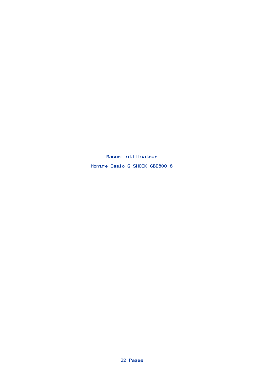 Page 1 de la notice Manuel utilisateur Casio G-SHOCK GBD800-8