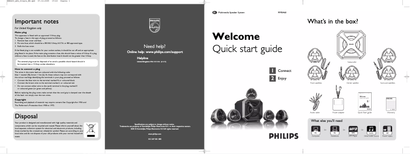 Página 1 del manual Guía de inicio rápido Philips MMS460