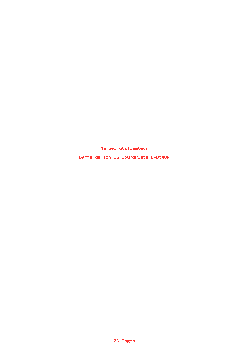Page 1 de la notice Manuel utilisateur LG SoundPlate LAB540W